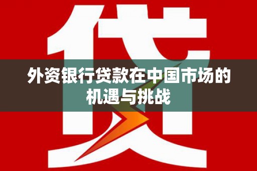 徐州外资银行贷款在中国市场的机遇与挑战