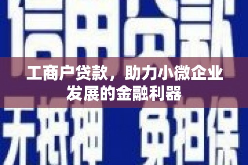 徐州工商户贷款，助力小微企业发展的金融利器