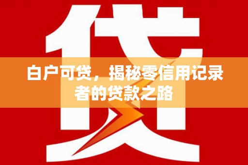 徐州白户可贷，揭秘零信用记录者的贷款之路